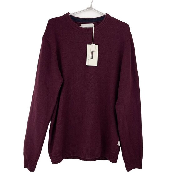 CASUAL FRIDAY NWT Karl Wool Crew Neck Preppy Burgundy Red Pullover Sweater Sz L - Picture 4 of 9